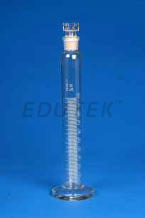MEASURING CYLINDER, WITH INTERCHANGEABLE GLASS STOPPER Accuracy as per ISO 4788